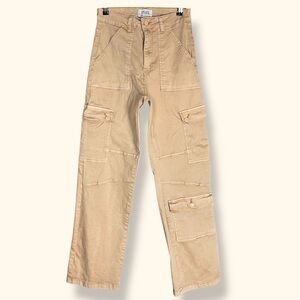 Cargo Pants Angel Mid-Rise Juniors Straight Leg Khaki Stretch Size Small Pockets